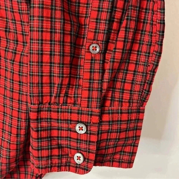 J. Crew Women’s Red Gali Embellished Plaid Shirt Button Down Shirt Blouse Size 2 - Picture 5 of 7